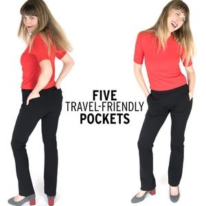 Betabrand Straight-Leg • BlackTravel Yoga Pants